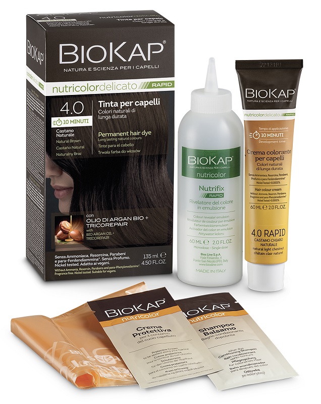BIOS LINE  BIOKAP NUTRICOLOR DELICATO RAPID TINTA 4,00 CASTANO NATURALE 135 ML - Pharmaleader