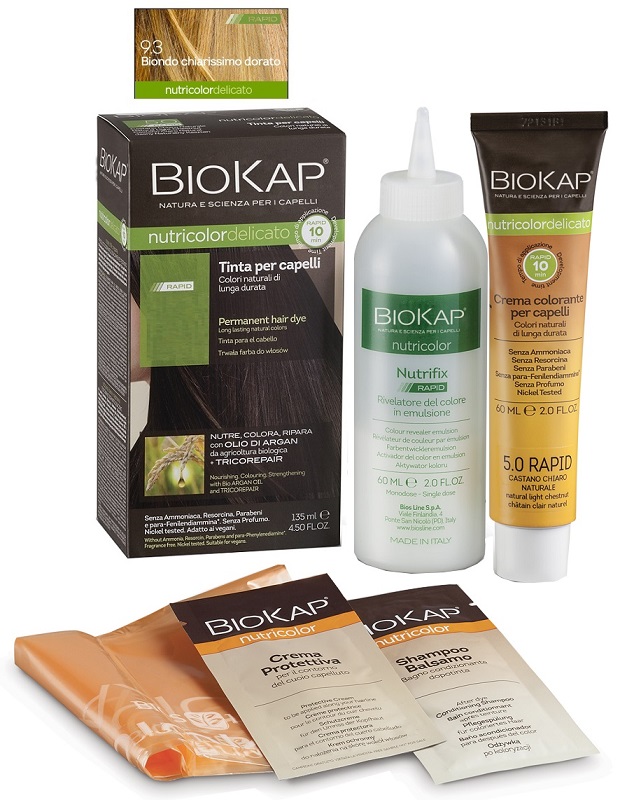 BIOS LINE  BIOKAP NUTRICOLOR DELICATO RAPID TINTA 9,3 BIONDO CHIARISSMO DORATO 135 ML - Pharmaleader