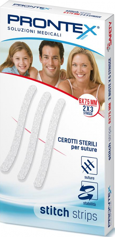 PRONTEX STITCH STRIPS 6X75 10 PEZZI - Pharmaleader