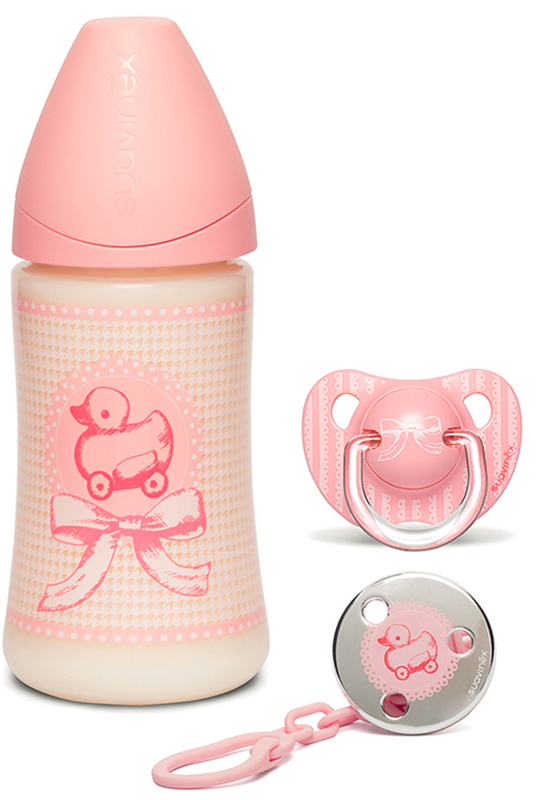 SUAVINEX ROSE TOY SET NASCITA ROSA BIBERON + SUCCHIETTO + CLIP - Pharmaleader