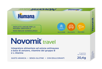 NOVOMIT TRAVEL 12 GOMME DA MASTICARE GUSTO ARANCIA - Pharmaleader