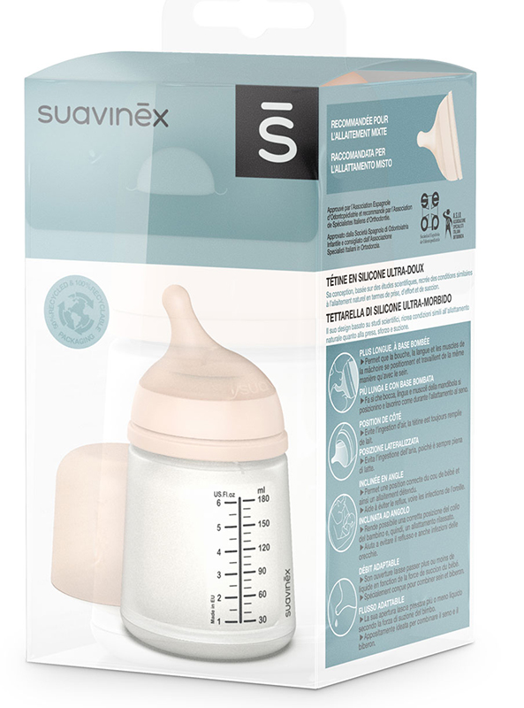 SUAVINEX ZERO ZERO BIBERON SPECIALE ALLATTAMENTO DA 180ML TAGLIA UNICA - Pharmaleader