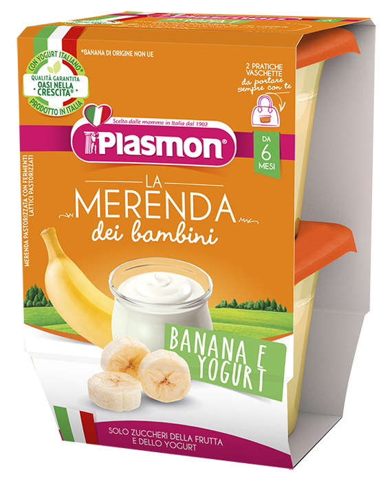 PLASMON LA MERENDA DEI BAMBINI SAPORI DI NATURA BANANA YOGURT ASETTICO 2 X 120 G - Pharmaleader