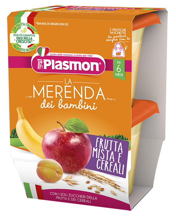 PLASMON LA MERENDA DEI BAMBINI MERENDE FRUTTA CEREALI ASETTICO 2 X 120 G - Pharmaleader