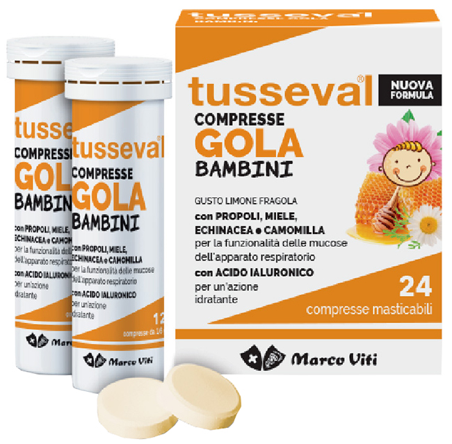 TUSSEVAL GOLA BAMBINI 24 COMPRESSE - Pharmaleader