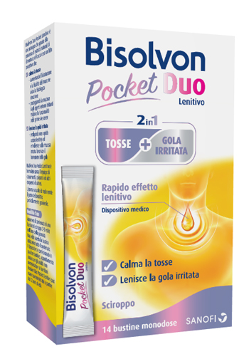BISOLVON DUO POCKET LENITIVO TOSSE + GOLA IRRITATA A BASE DI MIELE E ALTEA 14 BUSTINE MONODOSE 10 ML - Pharmaleader