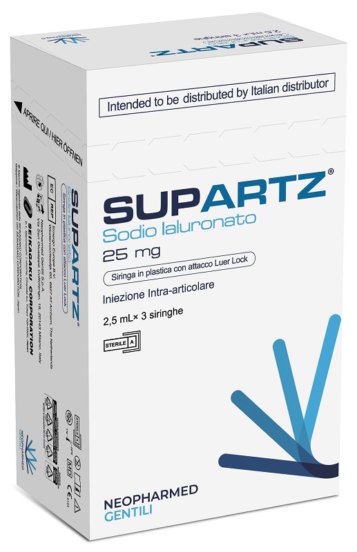 SIRINGA PRERIEMPITA INTRA-ARTICOLARE SUPARTZ ACIDO IALURONICO 25 MG 2,5 ML 3 PEZZI - Pharmaleader