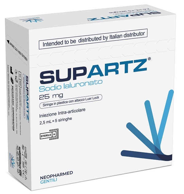 SIRINGA PRERIEMPITA INTRA-ARTICOLARE SUPARTZ ACIDO IALURONICO 25 MG 2,5 ML 5 PEZZI - Pharmaleader