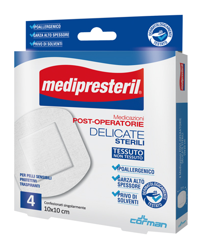 MEDICAZIONE POST OPERATORIA MEDIPRESTERIL DELICATA TNT 10X10CM 5 PEZZI - Pharmaleader