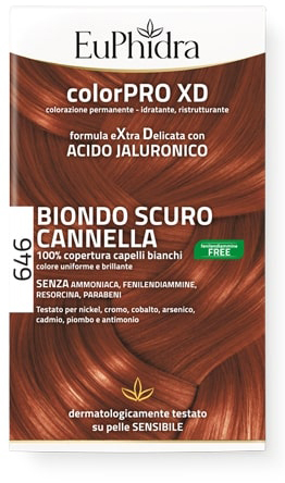 EUPHIDRA COLORPRO GEL COLORANTE CAPELLI XD 646 CANNELLA 50 ML IN FLACONE + ATTIVANTE + BALSAMO + GUANTI - Pharmaleader