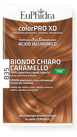 EUPHIDRA COLORPRO GEL COLORANTE CAPELLI XD 835 CARAMELLO 50 ML + ATTIVANTE + BALSAMO + GUANTI - Pharmaleader