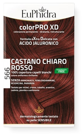 EUPHIDRA COLORPRO GEL COLORANTE CAPELLI XD 566 CASTANO CHIARO ROSSO 50 ML + ATTIVANTE + BALSAMO + GUANTI - Pharmaleader