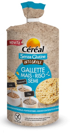 CEREAL SENZA GLUTINE INTEGRALE GALLETTE MAIS RISO SEMI 115 G - Pharmaleader