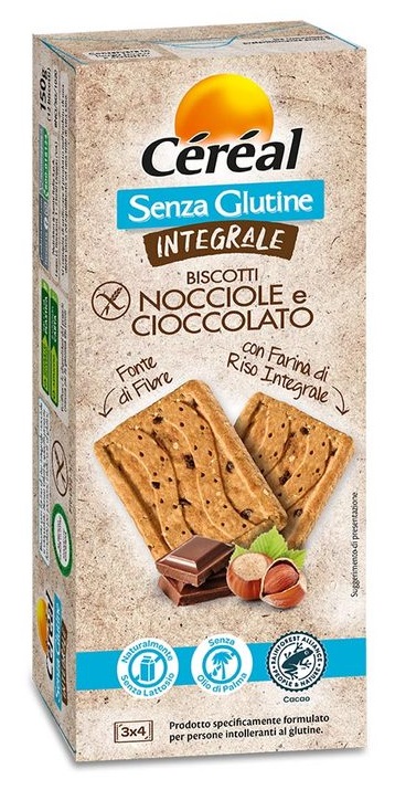 CEREAL SENZA GLUTINE INTEGRALE BISCOTTI NOCCIOLE E CIOCCOLATO 150 G - Pharmaleader