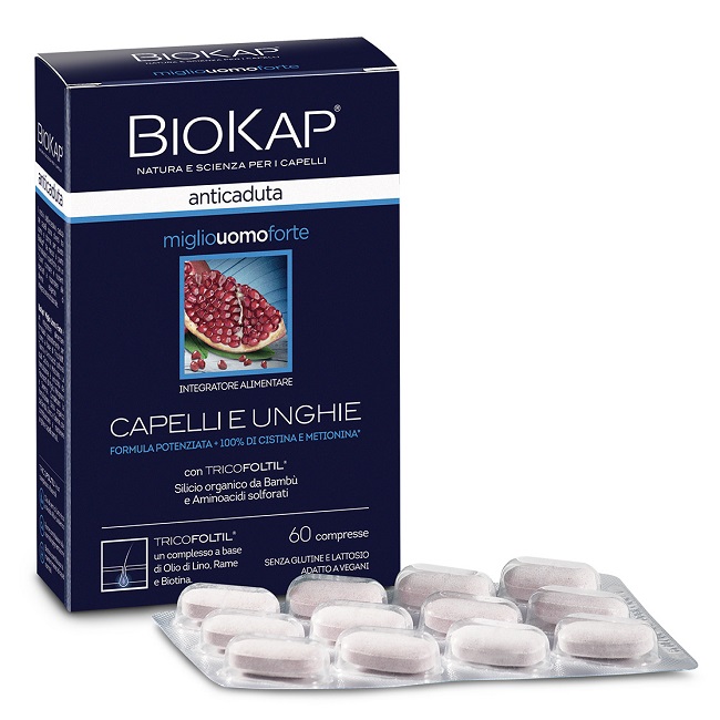 BIOKAP ANTICADUTA MIGLIO UOMO FORTE CON TRICOFOLTIL 60 COMPRESSE - Pharmaleader