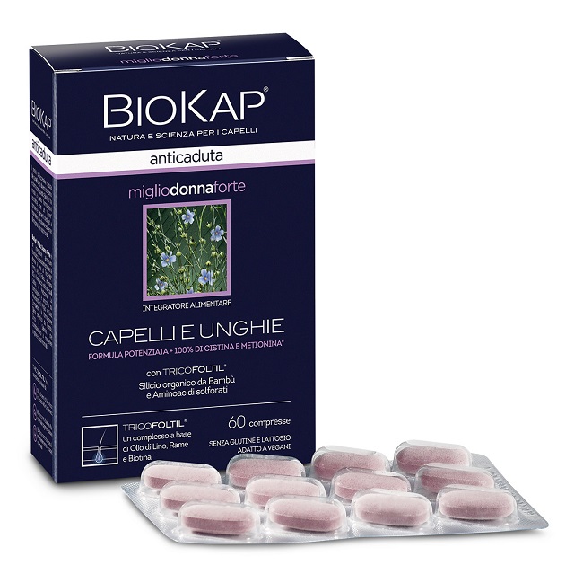 BIOKAP ANTICADUTA MIGLIO DONNA FORTE CON TRICOFOLTIL 60 COMPRESSE - Pharmaleader