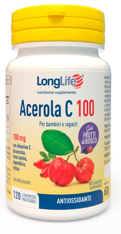 LONGLIFE ACEROLA C100 FRUTTI DI BOSCO 120 COMPRESSE MASTICABILI - Pharmaleader