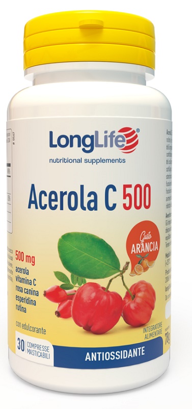LONGLIFE ACEROLA C500 ARANCIA 30 COMPRESSE MASTICABILI - Pharmaleader