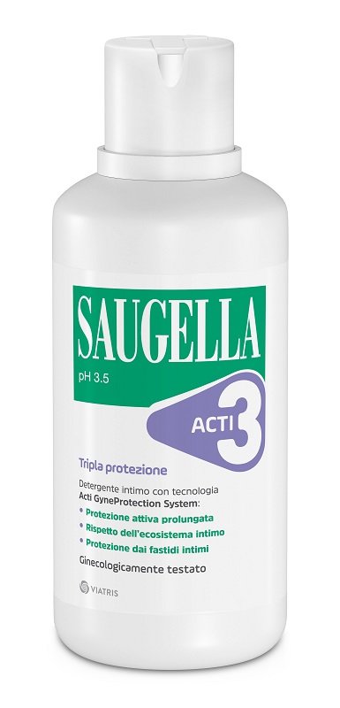 SAUGELLA ACTI3 TRIPLA PROTEZIONE DETERGENTE INTIMO 500 ML - Pharmaleader