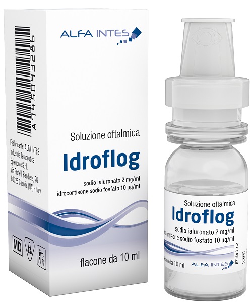 SOLUZIONE OFTALMICA IDROFLOG ACIDO IALURONATO 2 MG/ML E IDROCORTISONE SODIO FOSFATO 10 MCG/ML 10 ML - Pharmaleader