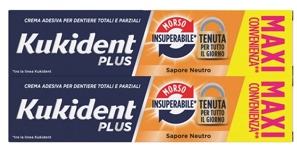 KUKIDENT BIPACCO MORSO INSUPERABILE CREMA ADESIVA DENTIERE 57 G X 2 - Pharmaleader
