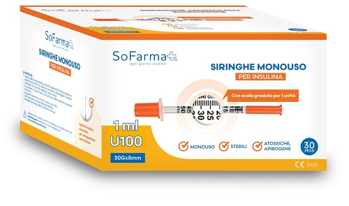 SIRINGA PER INSULINA 1 ML 30 PEZZI SOFARMAPIU' - Pharmaleader