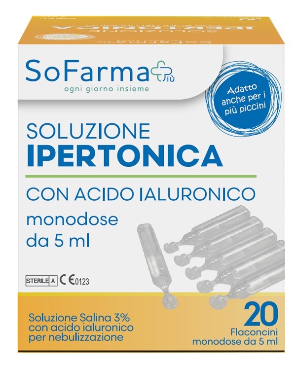 SOLUZIONE IPERTONICA 3% ACIDO IALURONICO 20 FLACONI 5 ML SOFARMAPIU' - Pharmaleader