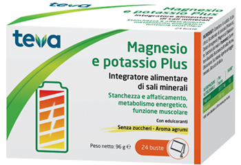 MAGNESIO POTASSIO PLUS TEVA 24 BUSTINE SENZA ZUCCHERI AROMA AGRUMI - Pharmaleader