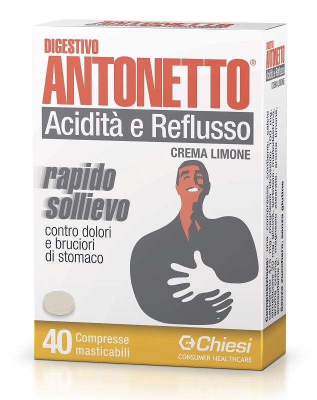 DIGESTIVO ANTONETTO ACIDITA' E REFLUSSO CREMA AL LIMONE 40 COMPRESSE MASTICABILI - Pharmaleader