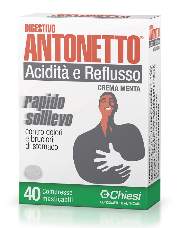 DIGESTIVO ANTONETTO ACIDITA' E REFLUSSO CREMA ALLA MENTA 40 COMPRESSE MASTICABILI - Pharmaleader