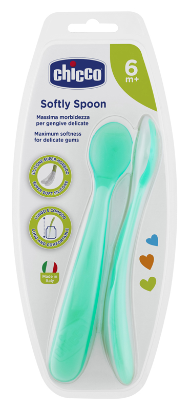 CHICCO CUCCHIAIO SILICONE MASCHILE BI PACK 6M+ - Pharmaleader