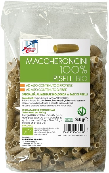 LA FINESTRA SUL CIELO MACCHERONCINI PISELLI 100% BIO 250 G - Pharmaleader