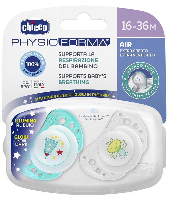 CHICCO SUCCHIETTO AIR LUMI IN SILICONE 16-36 MESI 2 PEZZI - Pharmaleader
