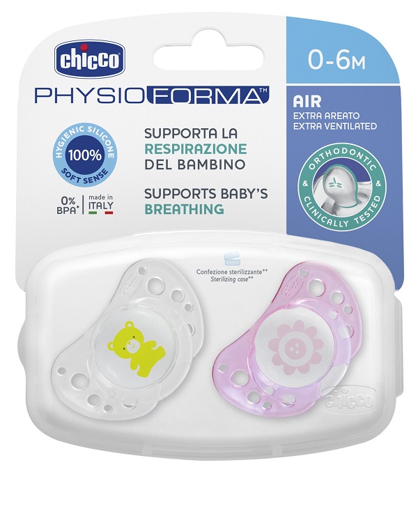 CHICCO SUCCHICCO AIR GIRL SILICONE 0-6 MESI 2 PEZZI - Pharmaleader