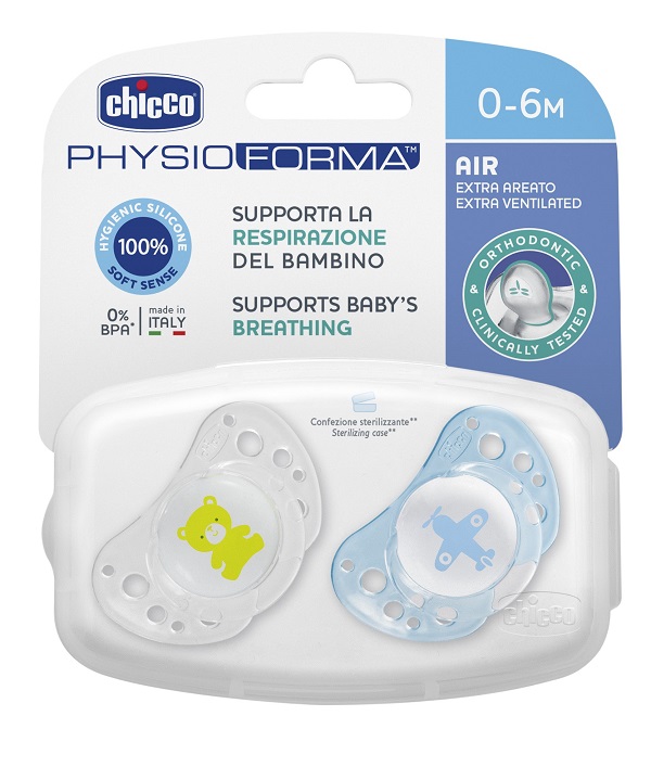 CHICCO SUCCHICCO AIR BOY SILICONE 0-6 MESI 2 PEZZI - Pharmaleader