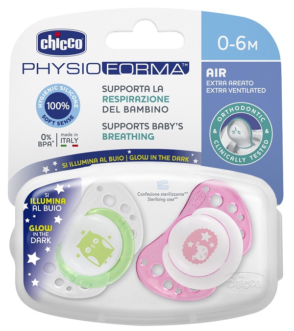 CHICCO SUCCHICCO AIR LUM SILICONE 0-6 MESI 2 PEZZI - Pharmaleader