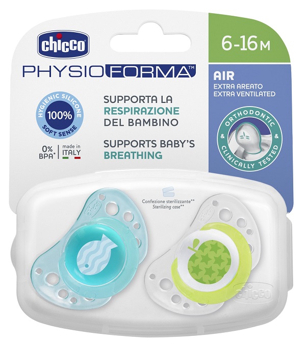 CHICCO SUCCHIETTO AIR BOY IN SILICONE 6-16 MESI 2 PEZZI - Pharmaleader