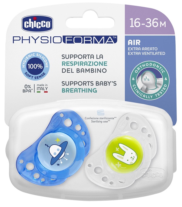 CHICCO SUCCHIETTO AIR BOY IN SILICONE 16-36 MESI 2 PEZZI - Pharmaleader