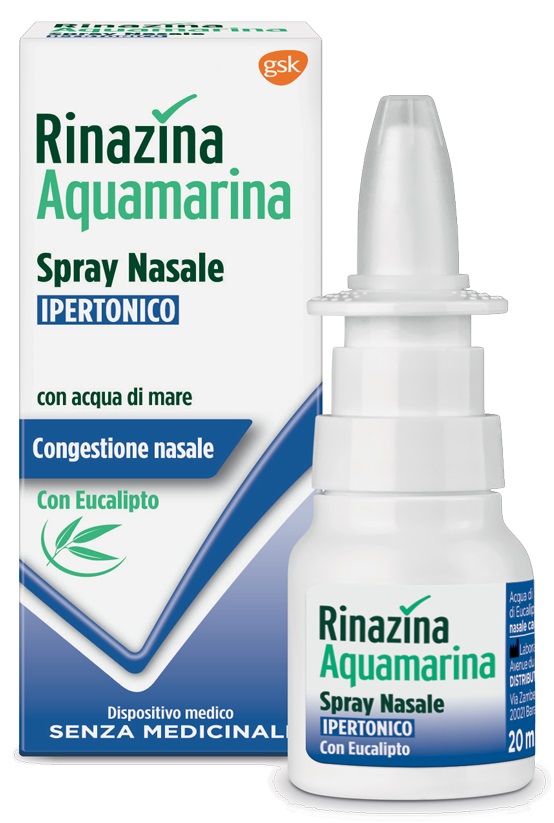 RINAZINA AQUAMARINA SPRAY NASALE IPERTONICO CON EUCALIPTO 20 ML - Pharmaleader