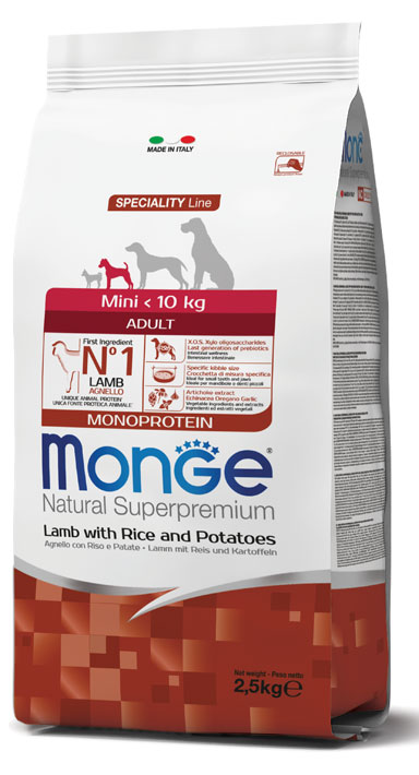 MONGE MINI ADULT AGNELLO RISO & PATATE 2500 G - Pharmaleader