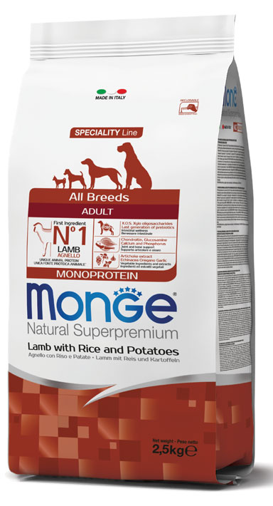 MONGE ALL BREEDS ADULT AGNELLO RISO & PATATE 2500 G - Pharmaleader