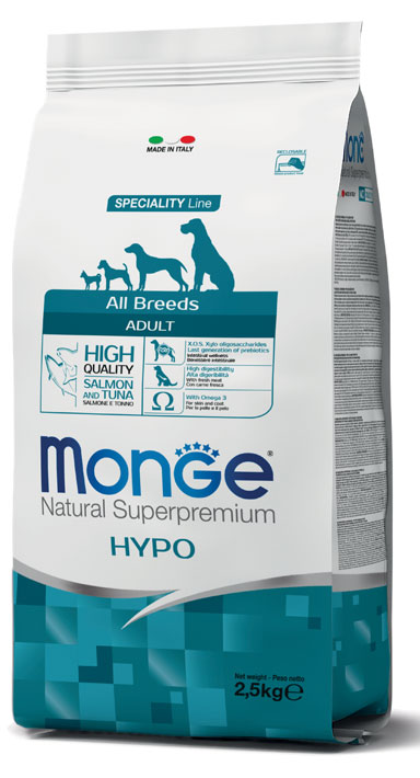 MONGE ALL BREEDS ADULT HYPOALLERGENIC SALMONE & TONNO 12000 G - Pharmaleader