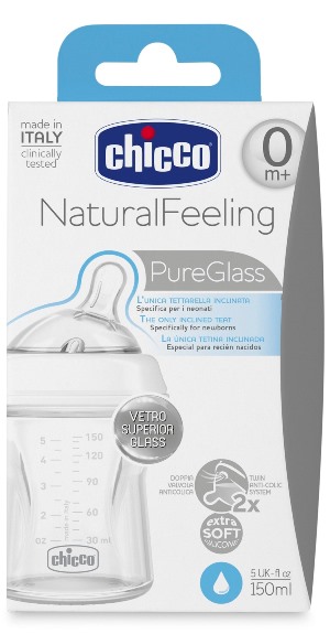CHICCO BIBERON NATURALFEELING VETRO 0M+ 150 ML - Pharmaleader
