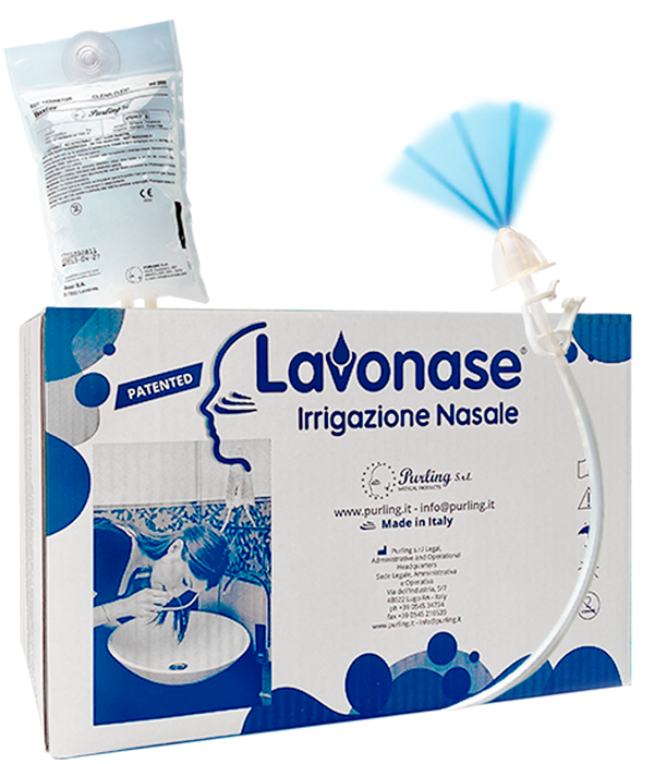 LAVONASE 2 BLISTER STERILI + 10 SACCHE SOLUZIONE FISIOLOGICAPER LAVAGGI NASALI + 1 CLAMP + 1 VENTOSA - Pharmaleader