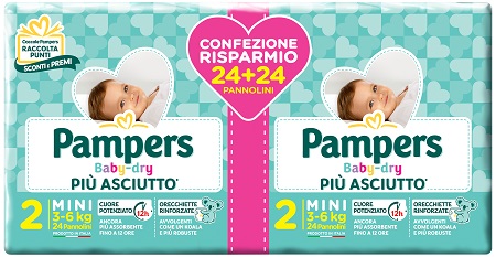 PAMPERS BABY DRY DUO DOWNCOUNT MINI 48 PEZZI - Pharmaleader