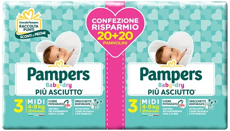 PAMPERS BABY DRY DUO DOWNCOUNT MIDI 40 PEZZI - Pharmaleader