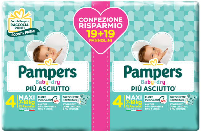 PAMPERS BABY-DRY DUO DWCT MAXI 38 PEZZI - Pharmaleader