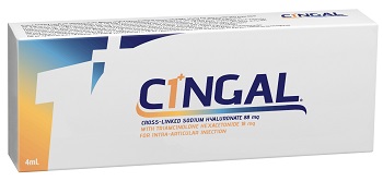 SIRINGA PRERIEMPITA INTRA ARTICOLARE CINGAL 4 ML 22MG/ML ACIDO RETICOLATO CON 4,5 MG/ML TRIAMCINOLONE ESACETONIDE - Pharmaleader