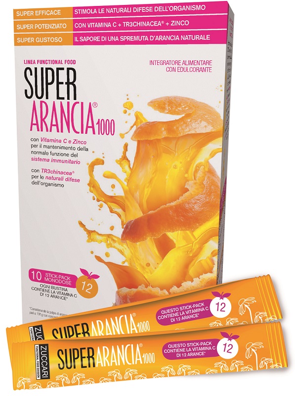 SUPER ARANCIA 1000 10 STICK PACK MONODOSE DA 3,7G INTEGRATORE ALIMENTARE CON EDULCORANTE - Pharmaleader