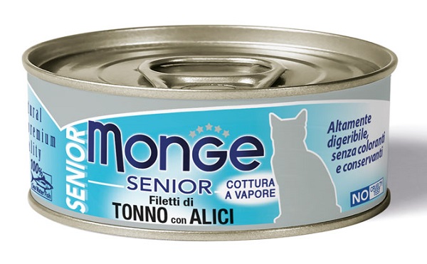 MONGE NATURAL QUALITY GATTO MONGE JELLY FILETTI DI TONNO/ACCIUGHINE SENIOR 80 G - Pharmaleader